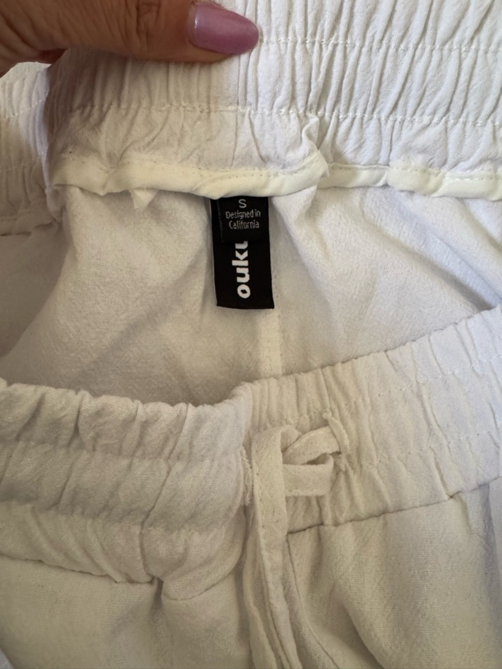 Women's White Straight-Leg linen Pants - Picture 3 of 3